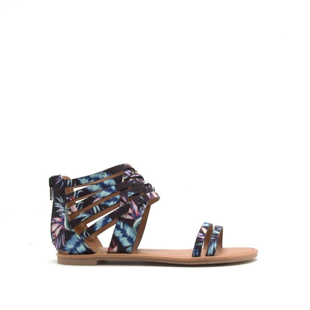 Strappy ankle wrap floral sandal - Picture 5 of 8
